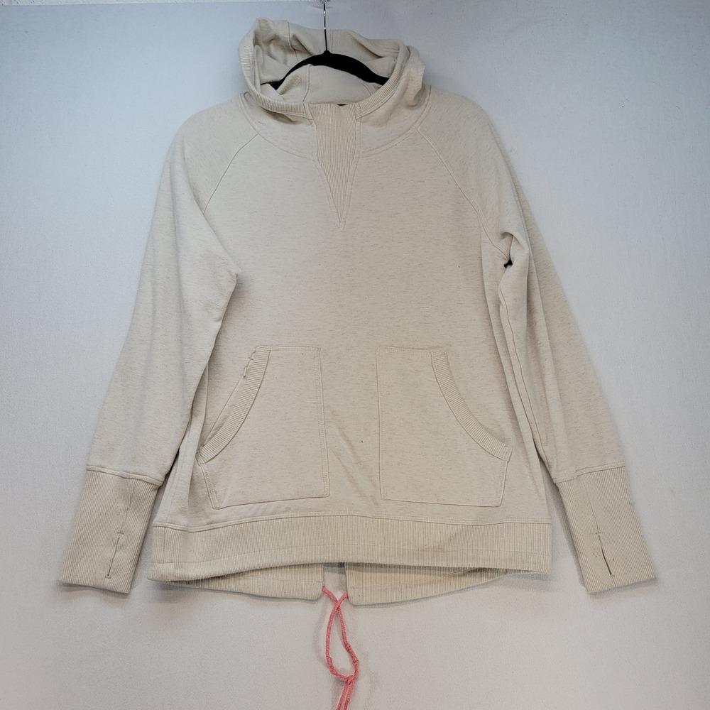 Mountain Hardwear Hoodie Womens Medium Cream Pullover Thumbhole Split Hem